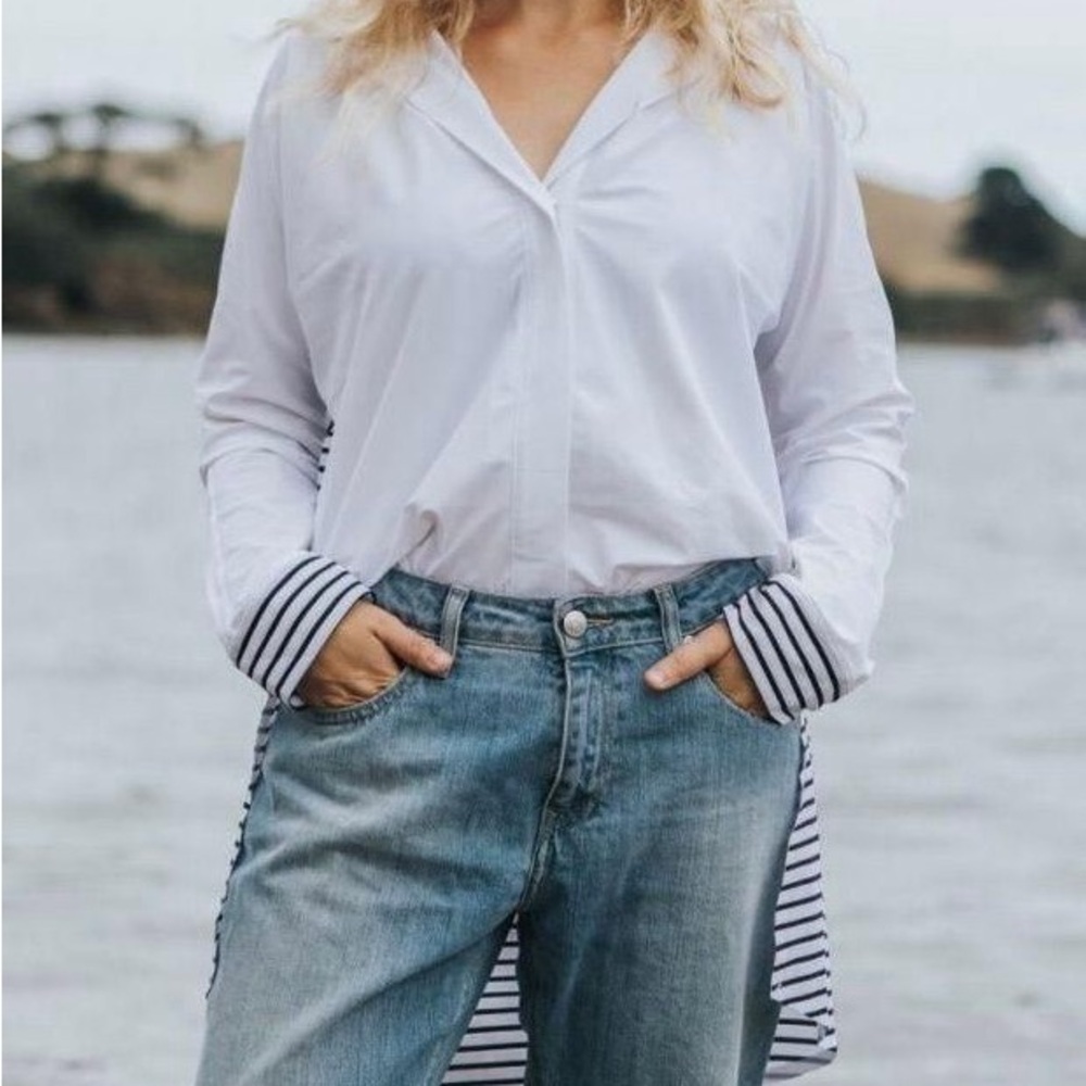 Aday Something Borrowed Striped Button Down Shirt - image 2